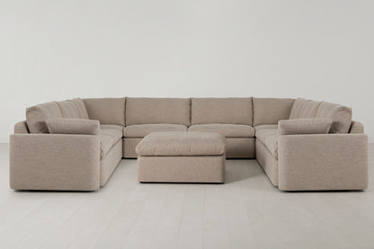 Model 13 U Shaped Sofa with Ottoman, Pumice
