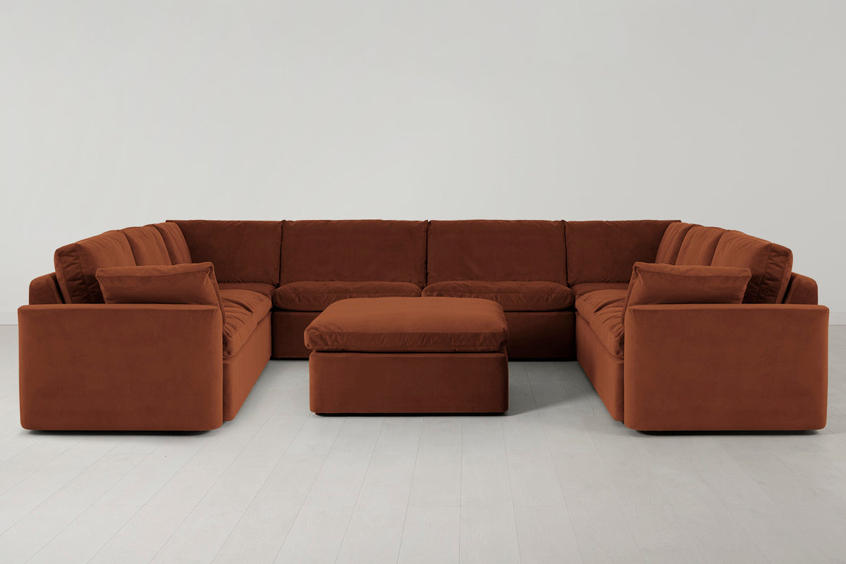 Model 13 U Shaped Sofa with Ottoman, Umber