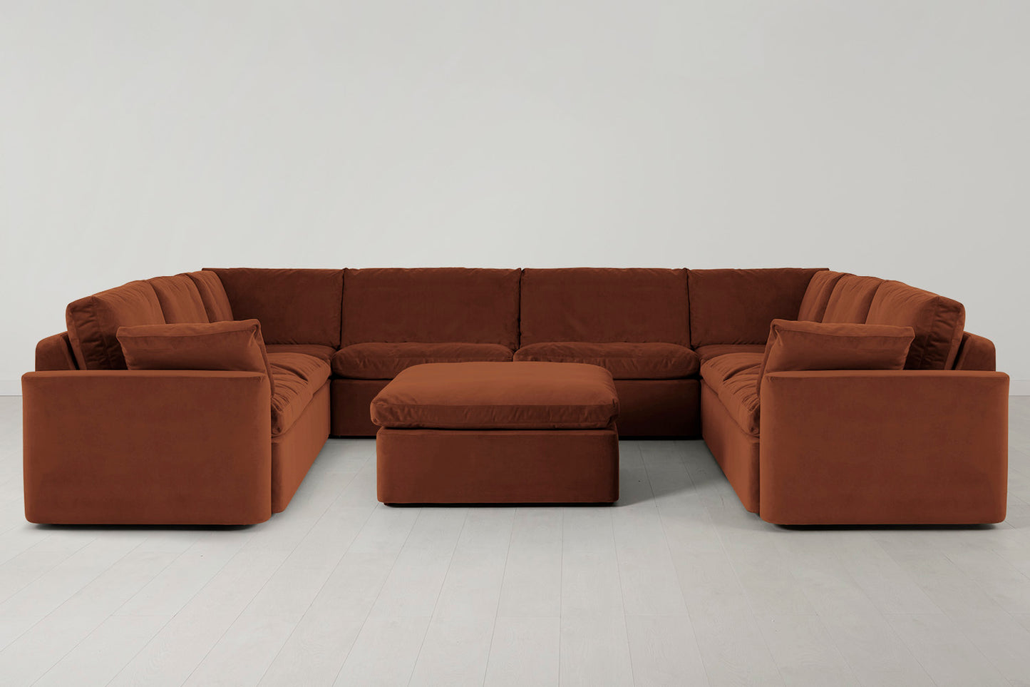Model 13 U Shaped Sofa with Ottoman, Umber