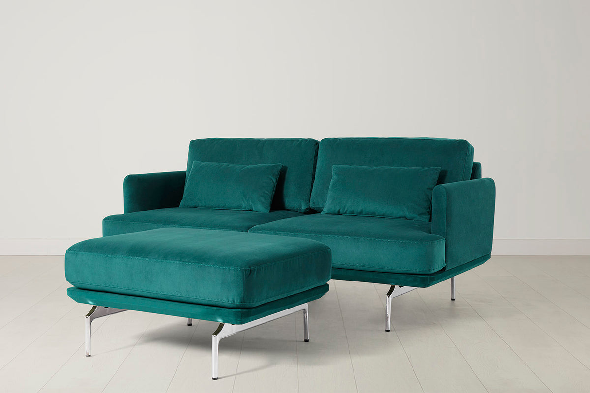 Model 14 2 Seater Sofa with Ottoman, Kingfisher