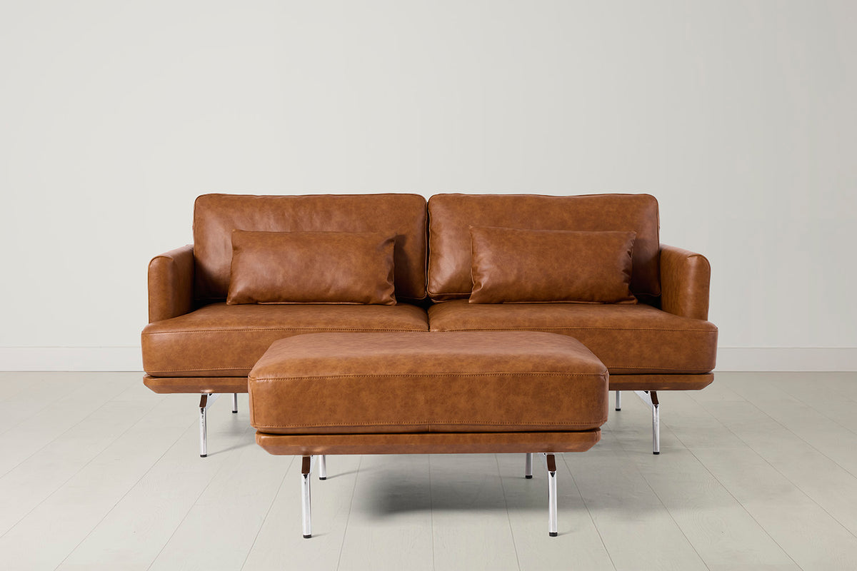 Model 14 2 Seater Sofa with Ottoman, Maple