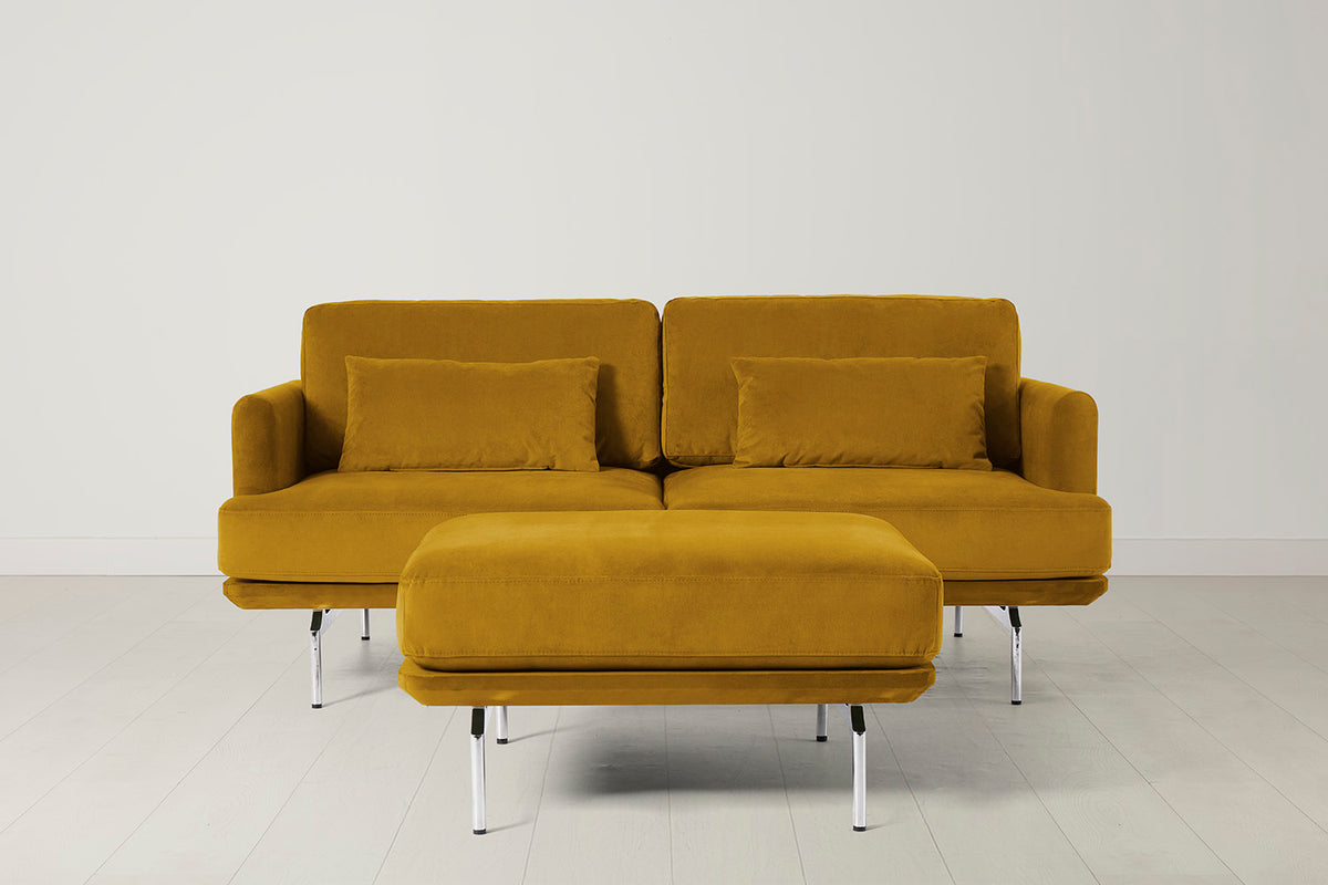 Model 14 2 Seater Sofa with Ottoman, Mustard