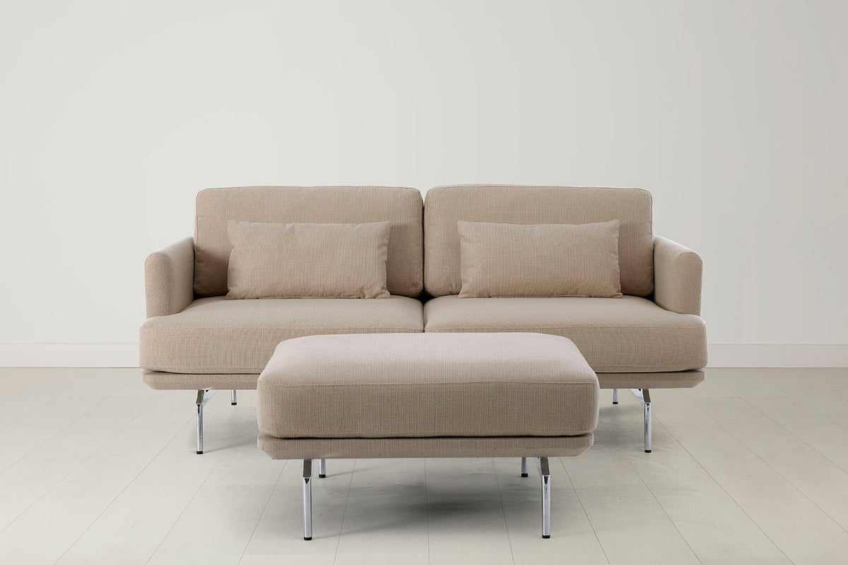Model 14 2 Seater Sofa with Ottoman, Oatmeal