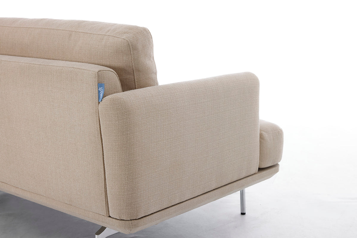 Model 14 2 Seater Sofa with Ottoman, Oatmeal