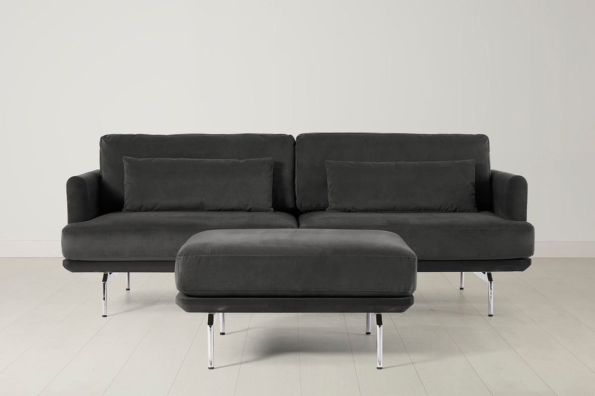 Model 14 3 Seater Sofa with Ottoman, Charcoal