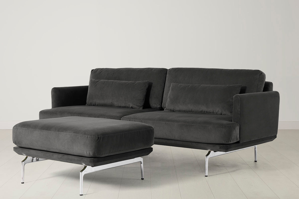 Model 14 3 Seater Sofa with Ottoman, Charcoal