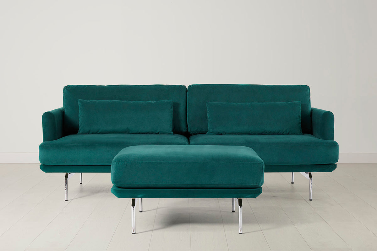 Model 14 3 Seater Sofa with Ottoman, Kingfisher