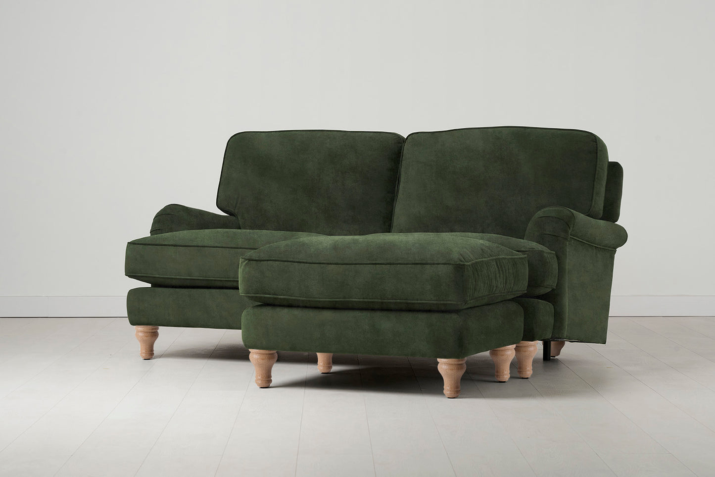 Model 15 2 Seater Sofa with Ottoman, Oak / Conifer