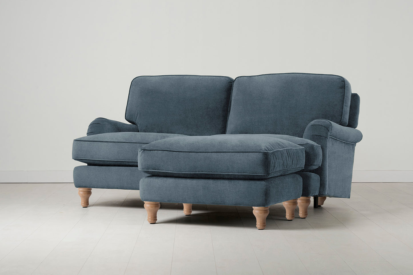 Model 15 2 Seater Sofa with Ottoman, Oak / Hydro