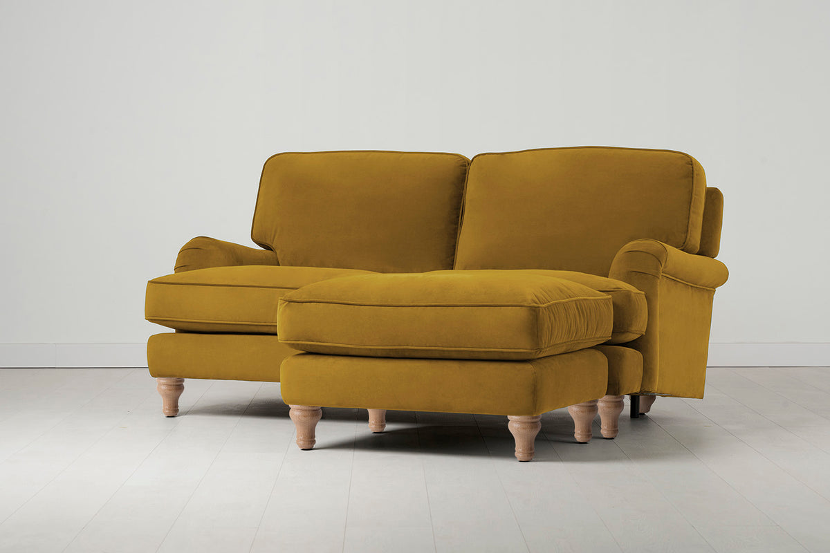 Model 15 2 Seater Sofa with Ottoman, Oak / Mustard