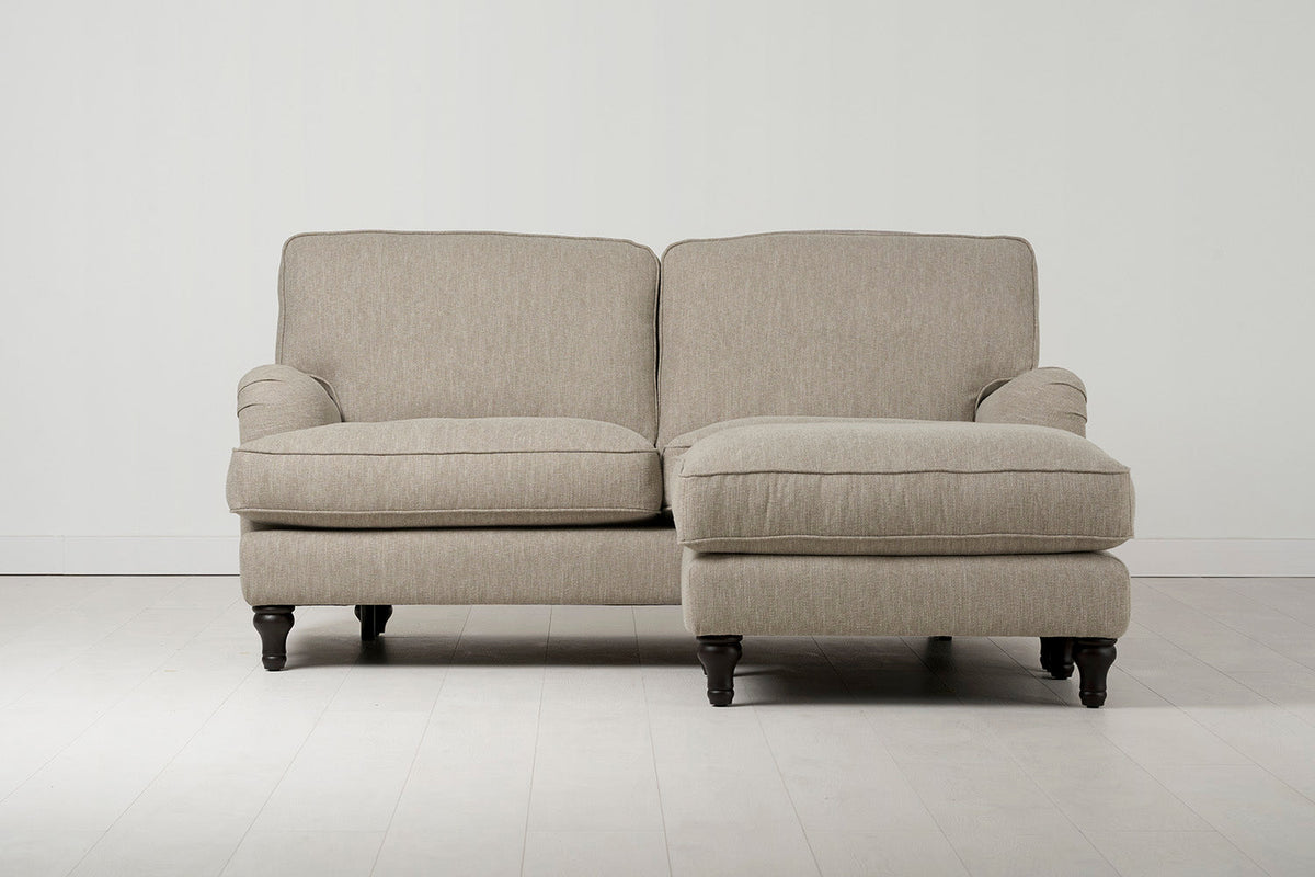 Ottoman in cream linen