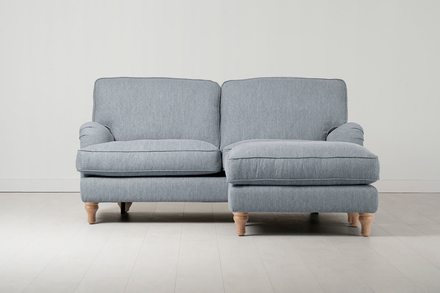 Model 15 2 Seater Sofa with Ottoman, Oak / Seaglass