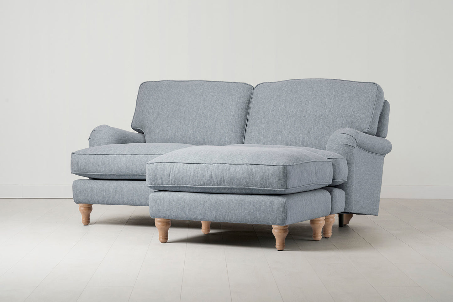 Model 15 2 Seater Sofa with Ottoman, Oak / Seaglass
