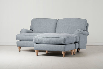 Model 15 2 Seater Sofa with Ottoman, Oak / Seaglass