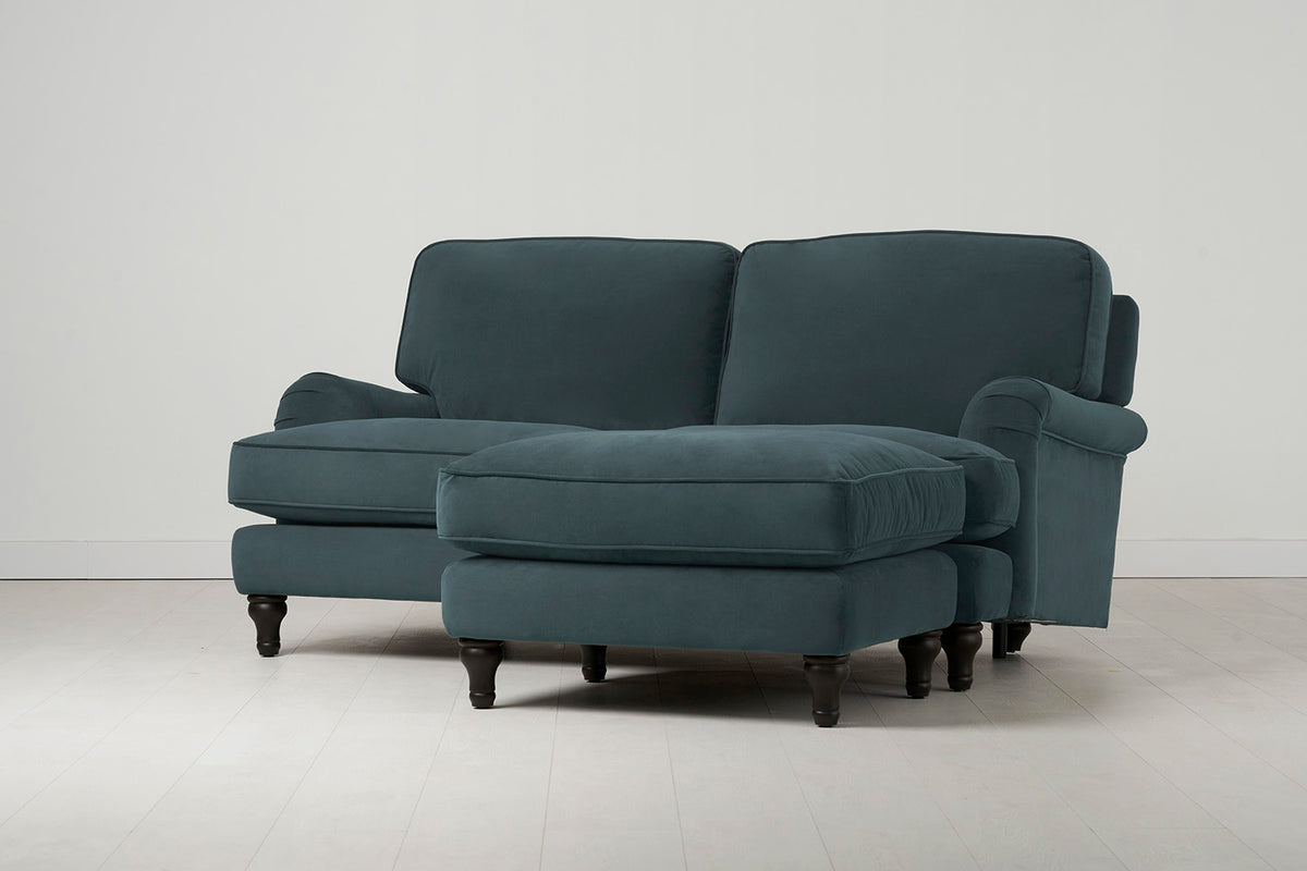 Model 15 2 Seater Sofa with Ottoman, Petrol