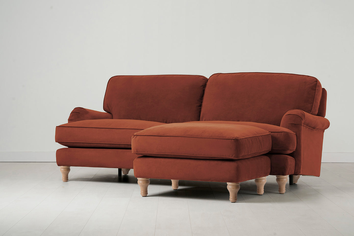 Model 15 3 Seater Sofa with Ottoman, Oak / Brick