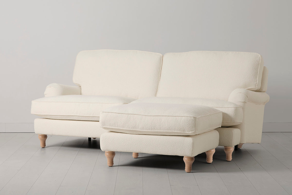 Model 15 3 Seater Sofa with Ottoman, Oak / Ivory
