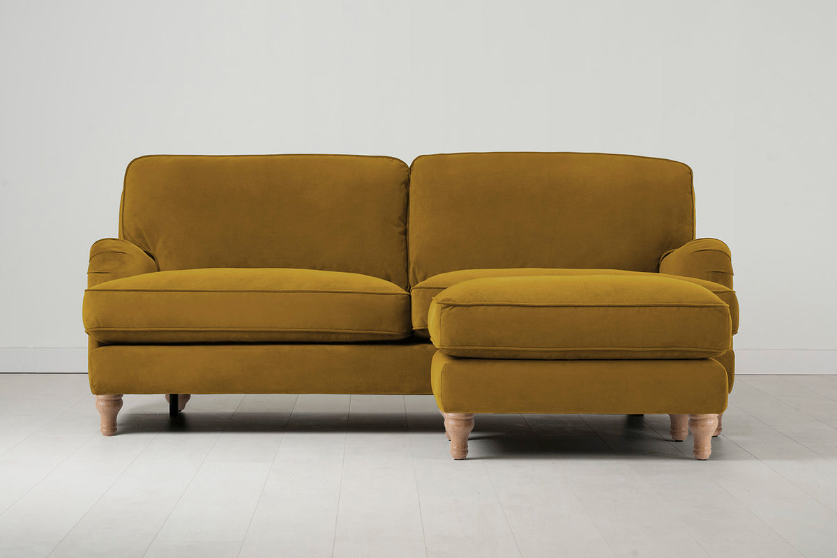 Model 15 3 Seater Sofa with Ottoman, Oak / Mustard