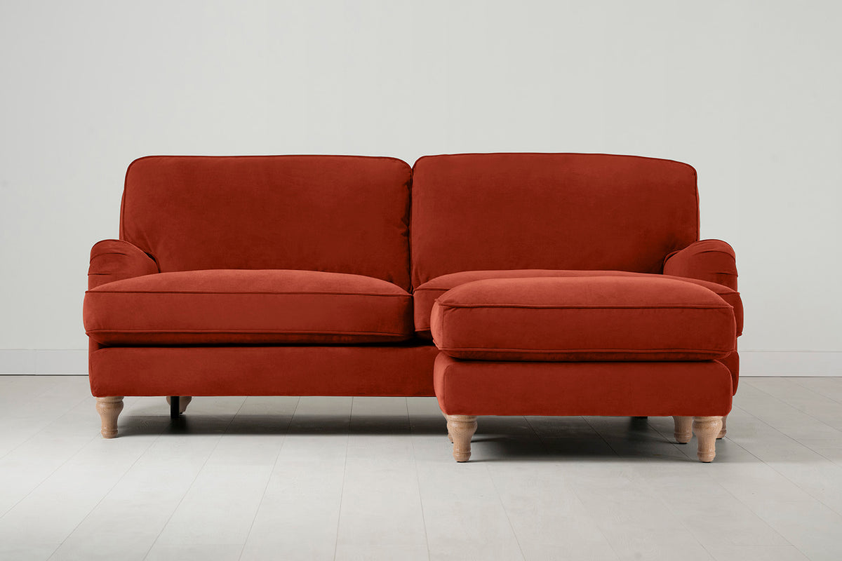 Model 15 3 Seater Sofa with Ottoman, Oak / Paprika