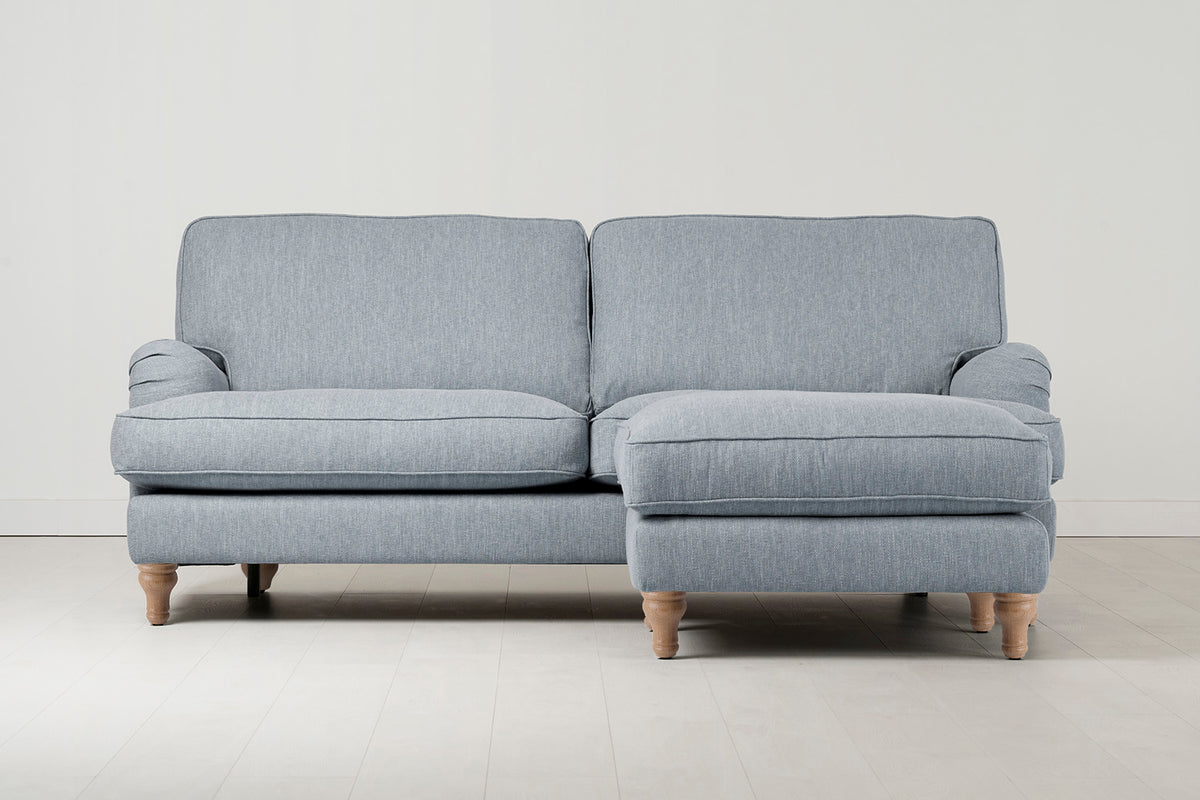Model 15 3 Seater Sofa with Ottoman, Oak / Seaglass