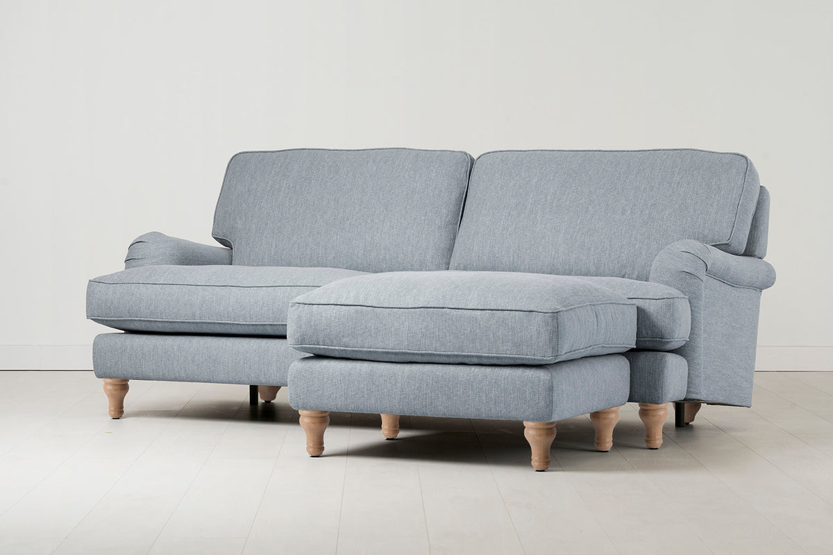 Model 15 3 Seater Sofa with Ottoman, Oak / Seaglass