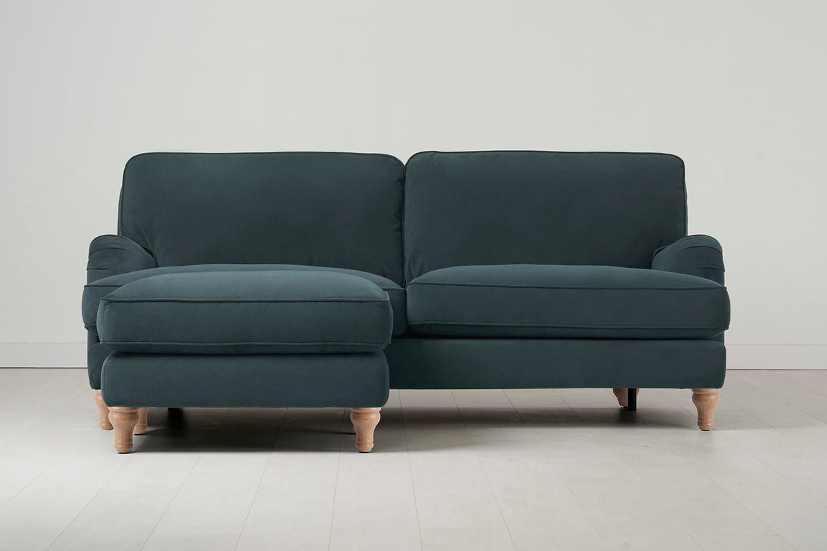 Model 15 3 Seater Sofa with Ottoman, Oak / Petrol
