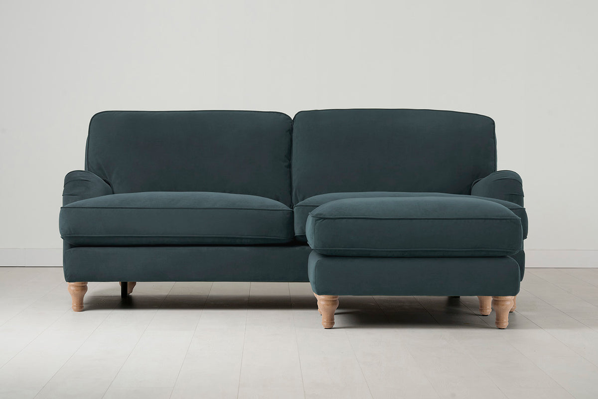 Model 15 3 Seater Sofa with Ottoman, Oak / Petrol
