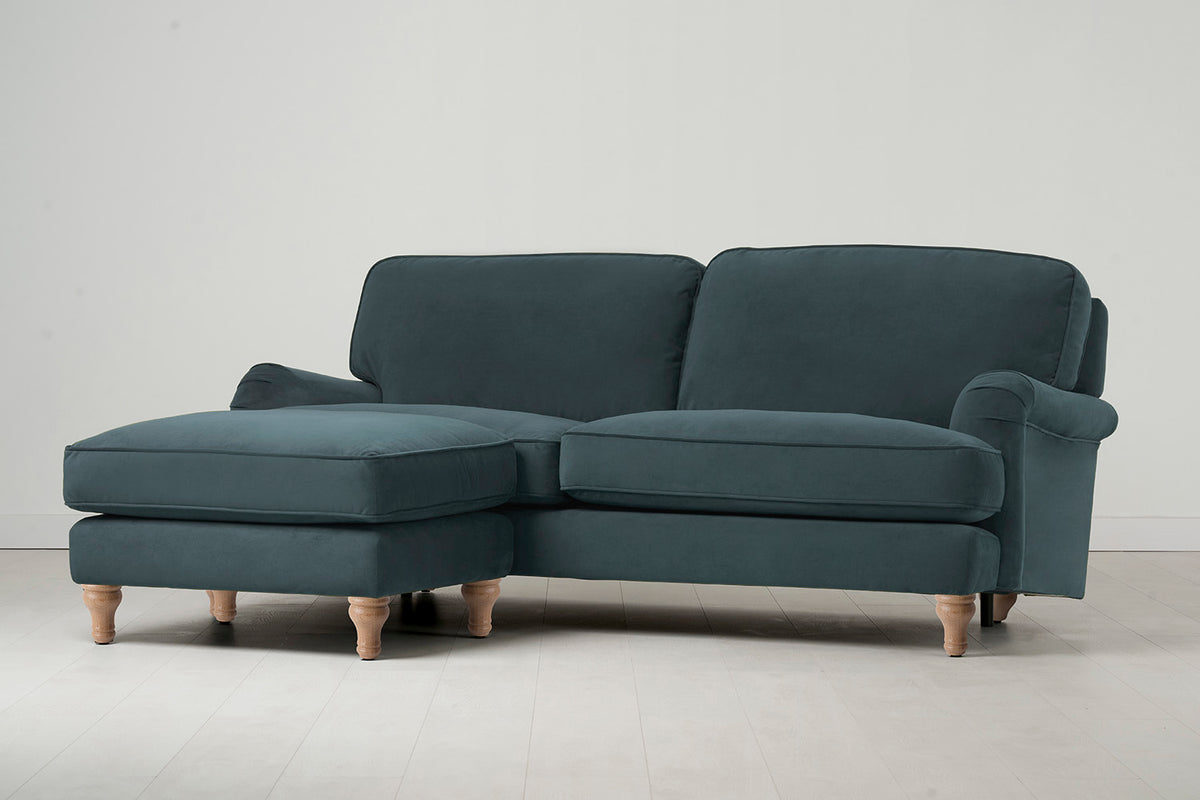 Model 15 3 Seater Sofa with Ottoman, Oak / Petrol