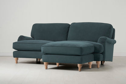 Model 15 3 Seater Sofa with Ottoman, Oak / Petrol