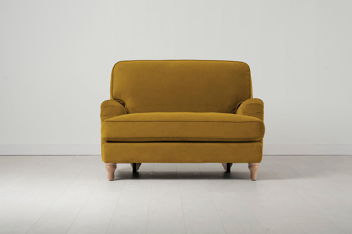 Model 15 Loveseat, Oak / Mustard