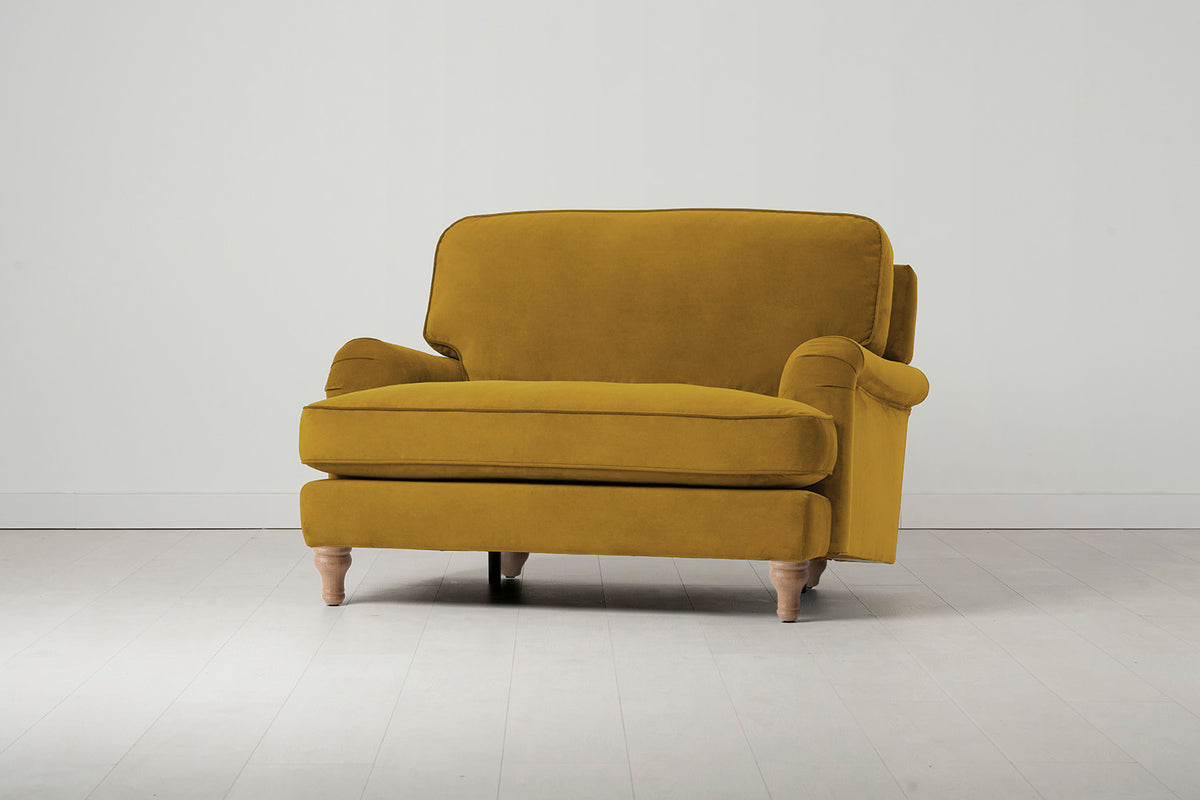 Model 15 Loveseat, Oak / Mustard