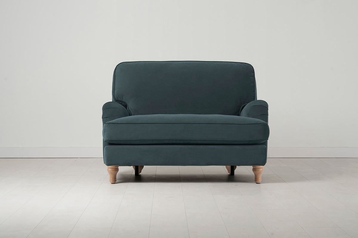 Model 15 Loveseat, Oak / Petrol