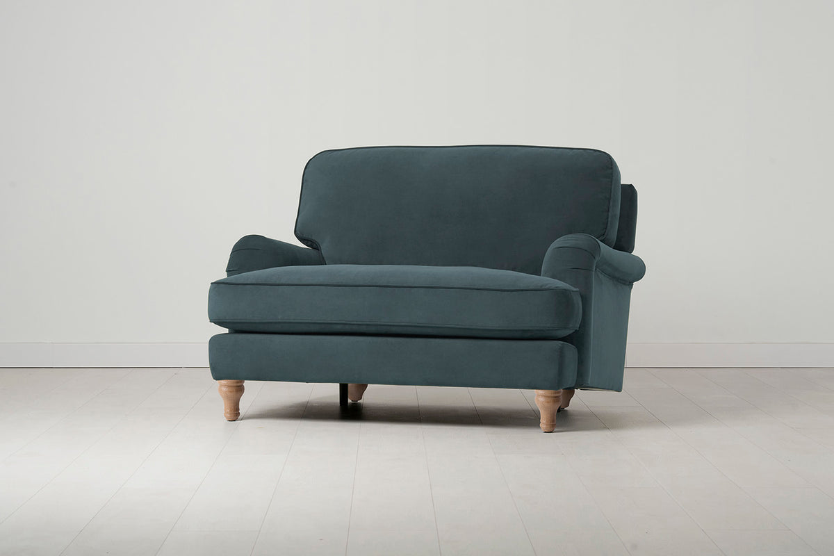 Model 15 Loveseat, Oak / Petrol