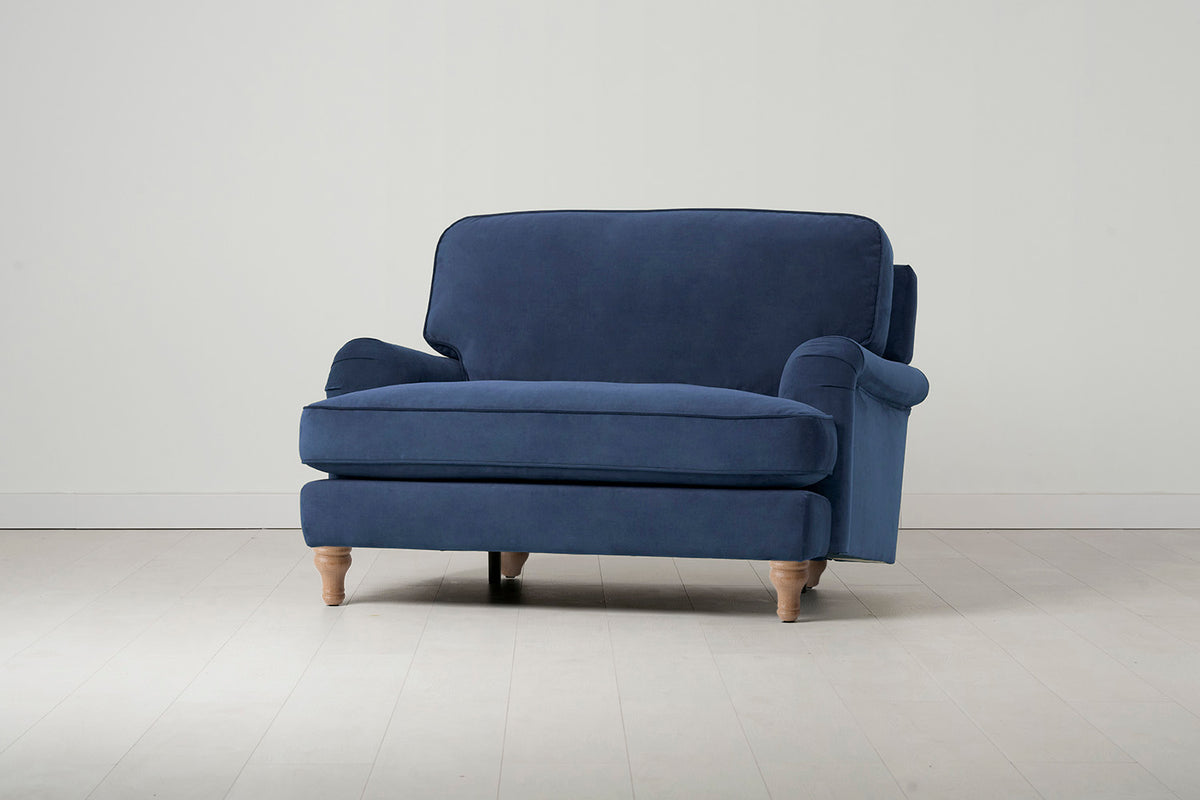 Model 15 Loveseat, Oak / Teal
