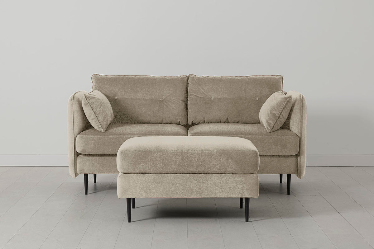 Model 19 2 Seater Sofa with Ottoman, Flax