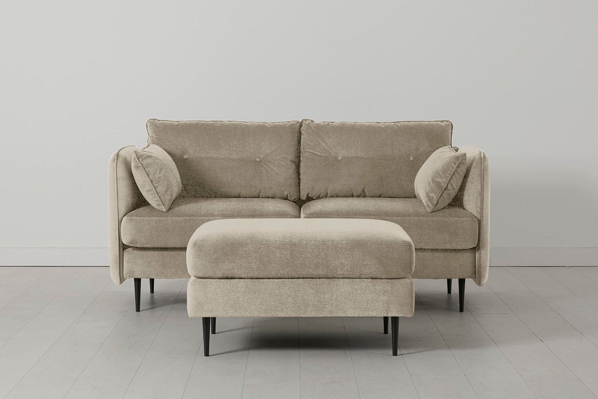 Ottoman in cream chenille