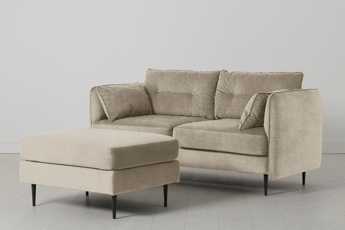 Model 19 2 Seater Sofa with Ottoman, Flax