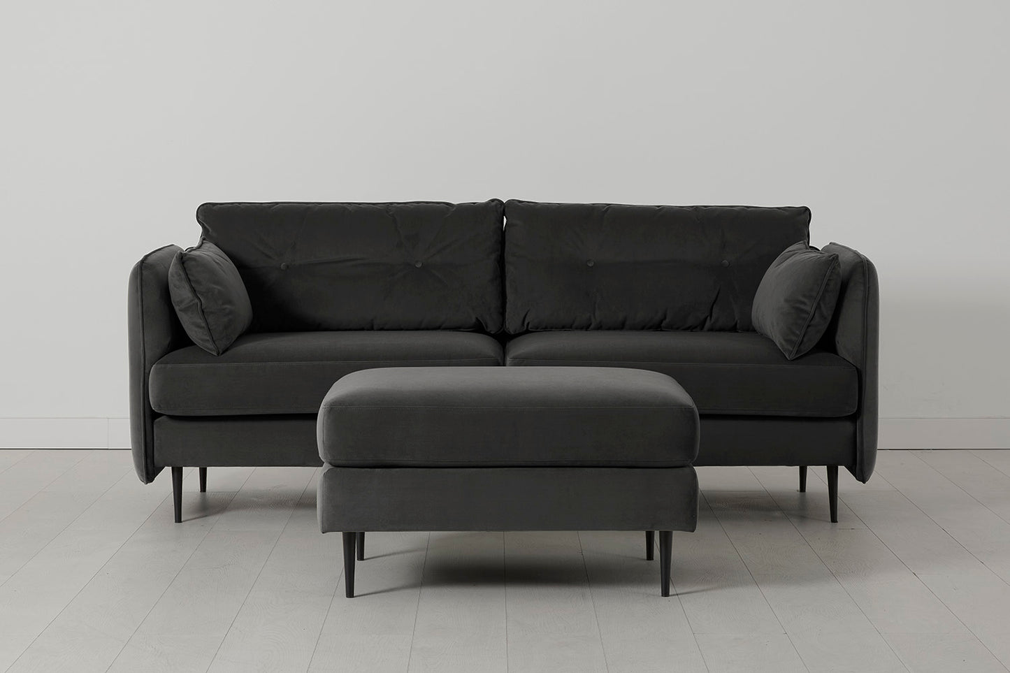 Model 19 3 Seater Sofa with Ottoman, Charcoal