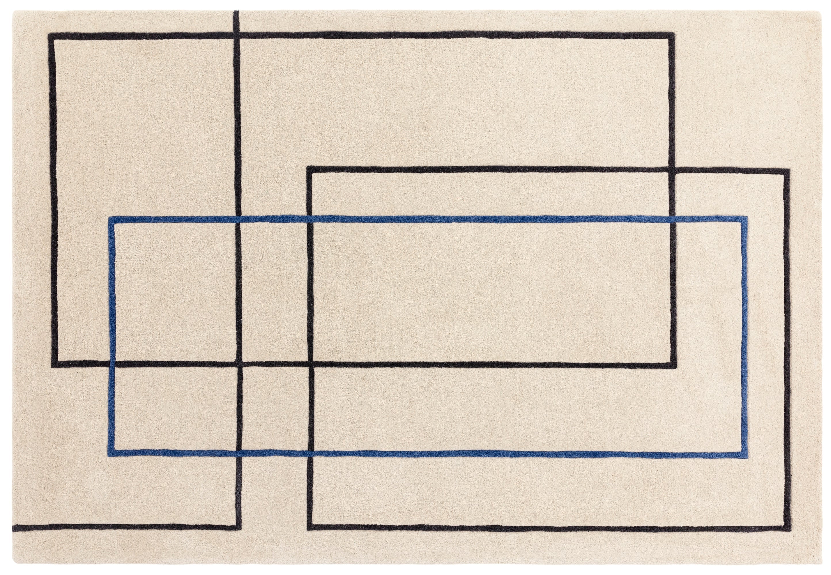 Rectangle Rug Outline Reef Outline Blue Rug | Patterned Rugs | Wool Rugs | Swyft