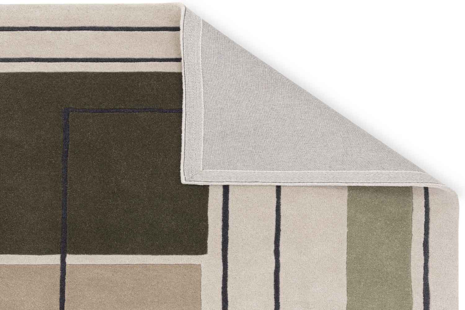 Rectangle Rug Outline Reef Outline Khaki Rug | Patterned Rugs | Green Rugs | Swyft