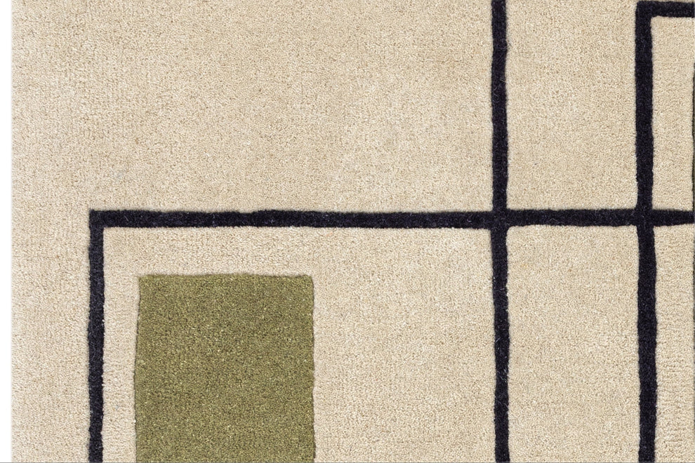 Pot Outline Rug Reef Outline Khaki Rug | Patterned Rugs | Green Rugs | Swyft