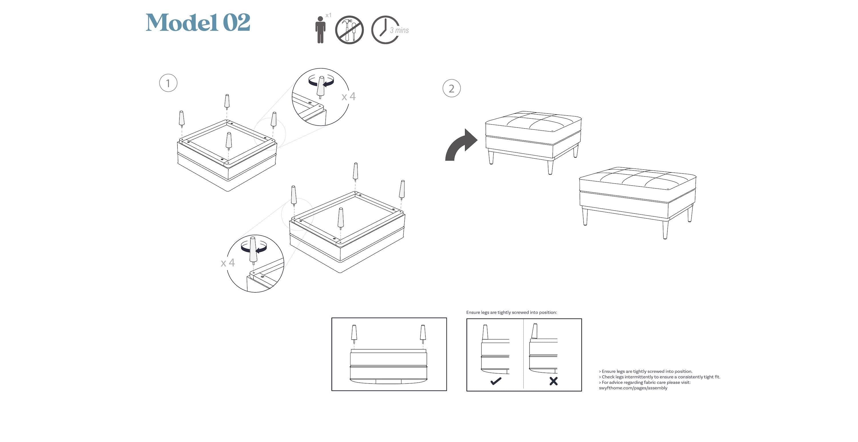 Model 02 Ottoman | Mid Century Ottomans | Ottomans | Swyft
