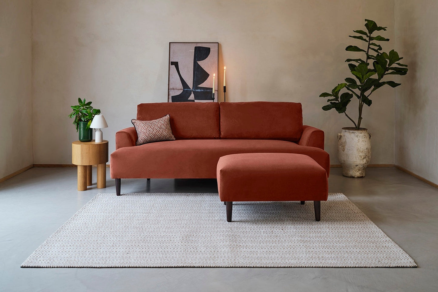 Model 05 3-Seater Sofa with ottoman, Brick