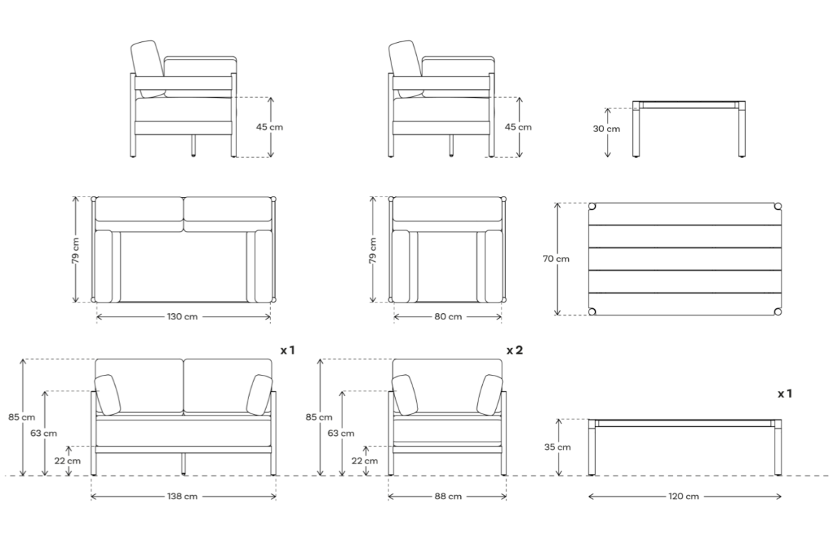 Garden Sofa Set 04 4 Seater