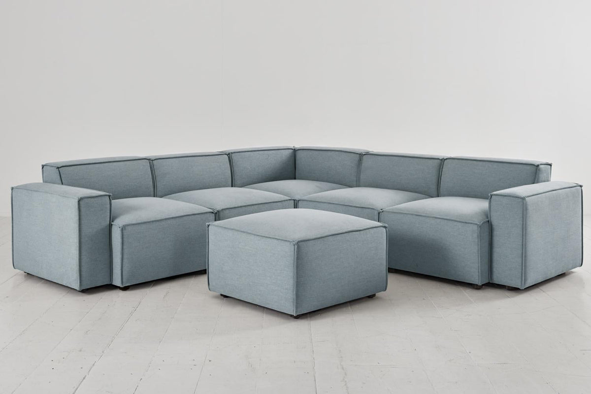 Model 03 Corner Sofa with Ottoman, Seaglass