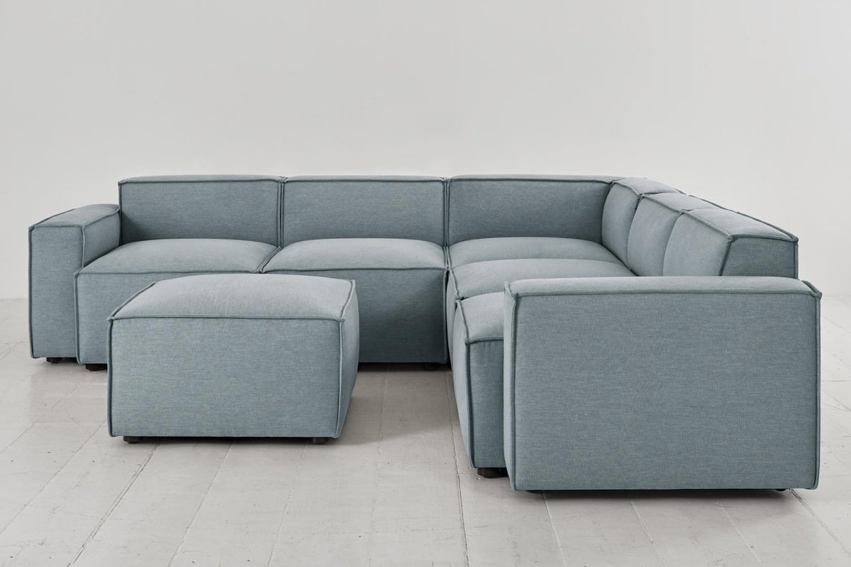 Model 03 Corner Sofa with Ottoman, Seaglass