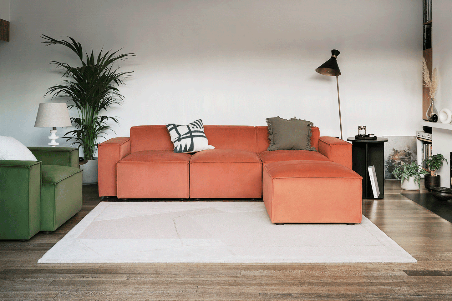 Model 03 3-Seater Right Chaise Sofa, Brick