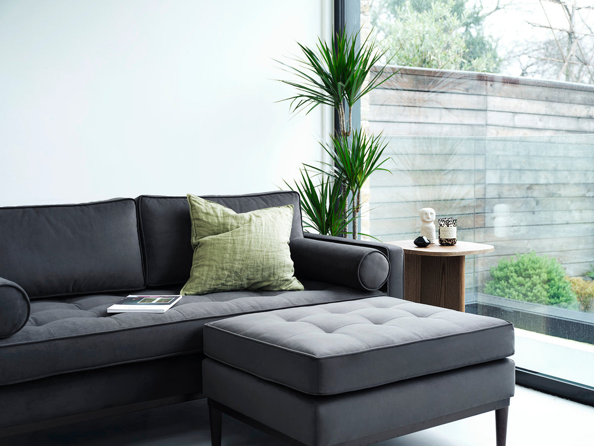 Model 02 2-Seater Sofa with Ottoman, Charcoal