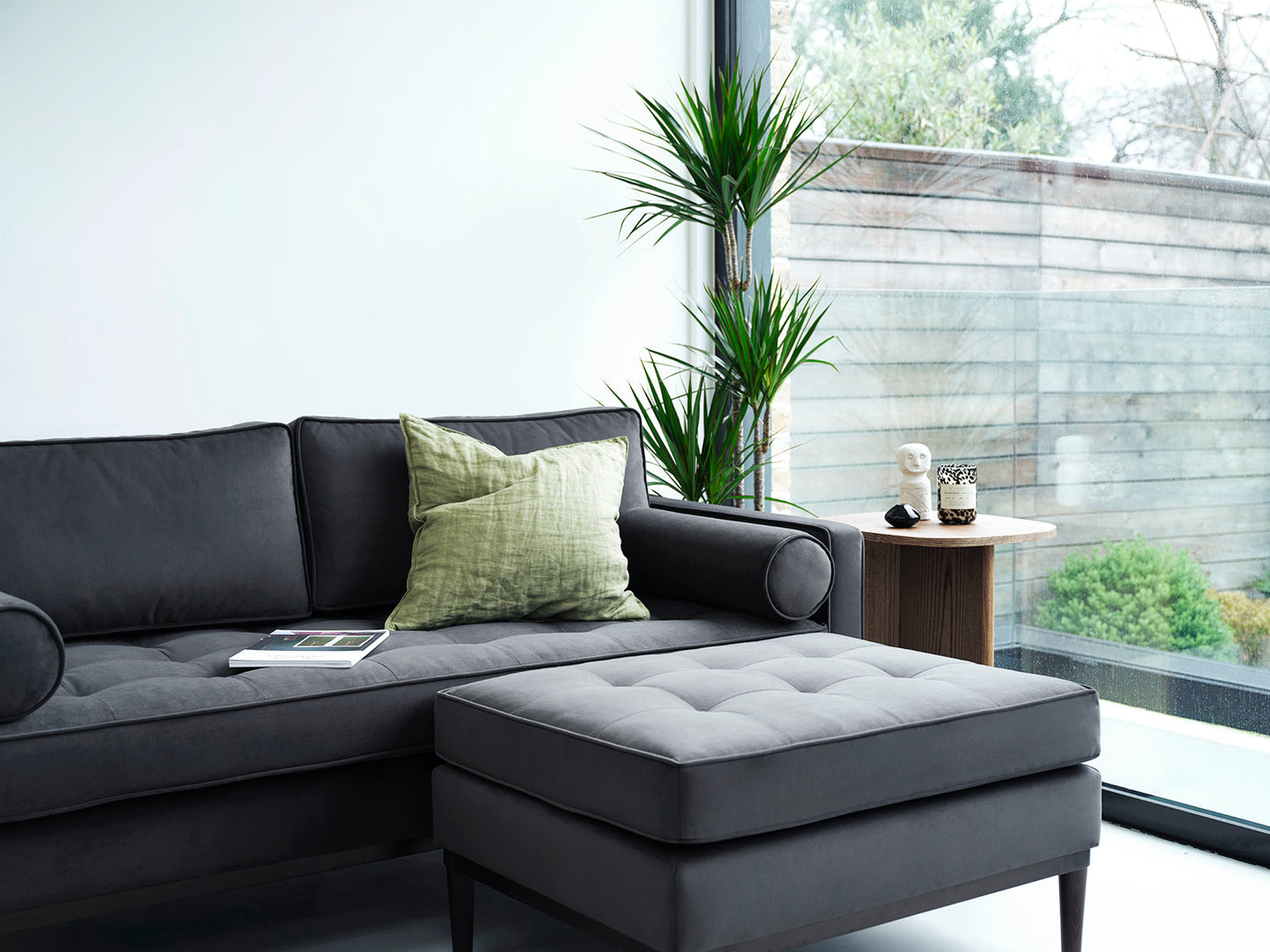 Model 02 2-Seater Sofa with Ottoman, Charcoal