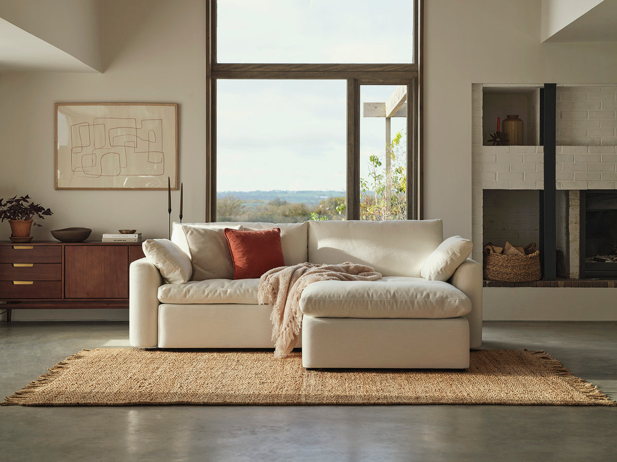 Model 13 3-Seater Right Chaise Sofa, White